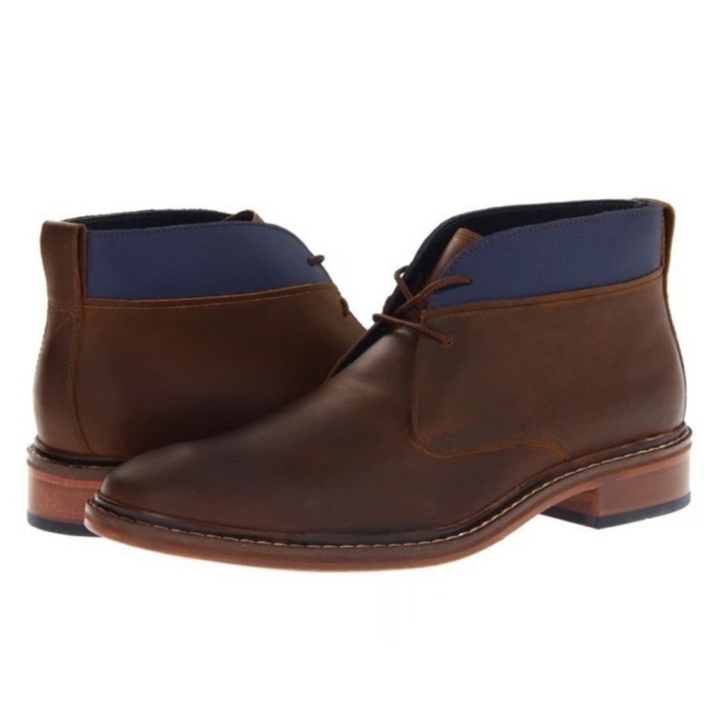 Cole Haan Men's Brown Blue Leather Colton Chukka Boots Size 10M